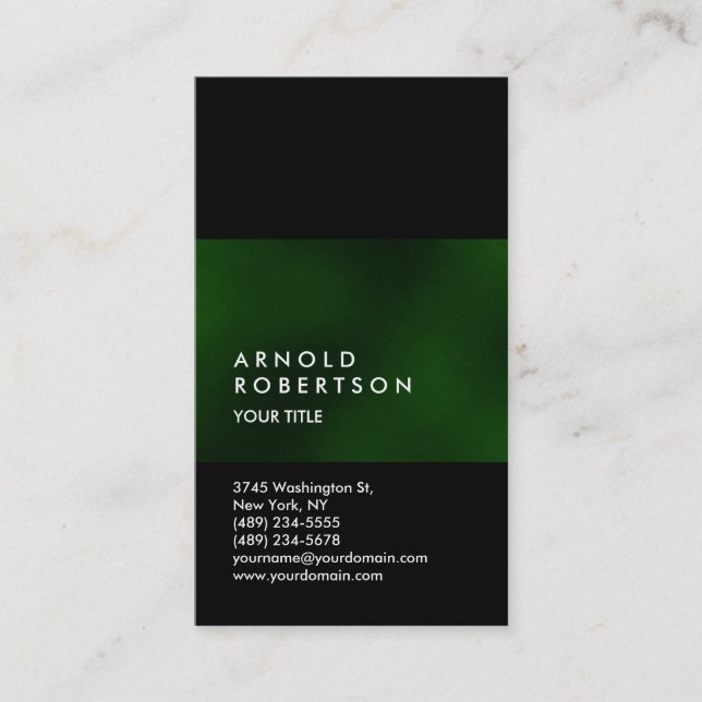 Customise Green Black Professional Business Card (Front)