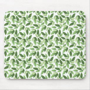 Customise Green Leaf Pattern Mouse Mat