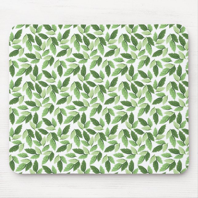 Customise Green Leaf Pattern Mouse Mat (Front)