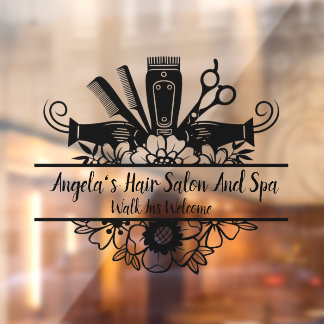 Customise Hair Salon And Spa Black Window Cling