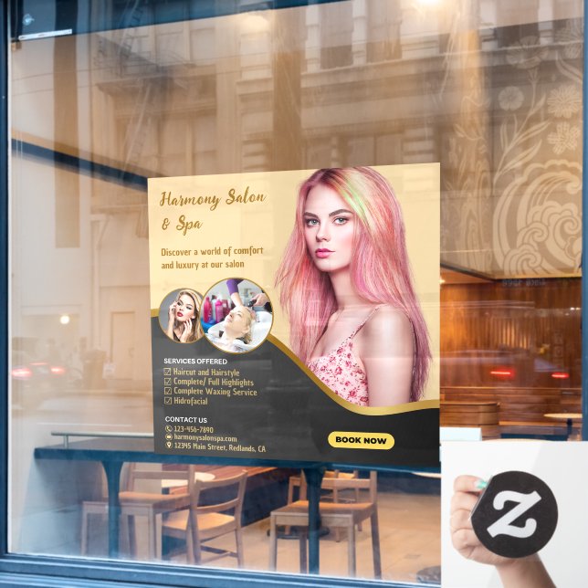 Customise Hair Salon Spa Cut Colour Tinting Window Cling (Cafe Window)