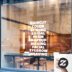 Customise Hair Salon Spa List Of Services Large Window Cling