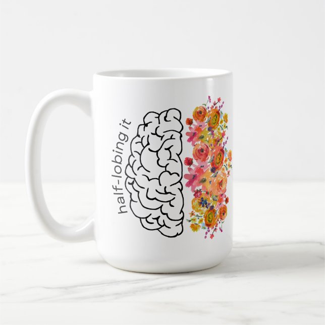 Customise Half-Lobing It (Watercolored Florals) Coffee Mug (Left)