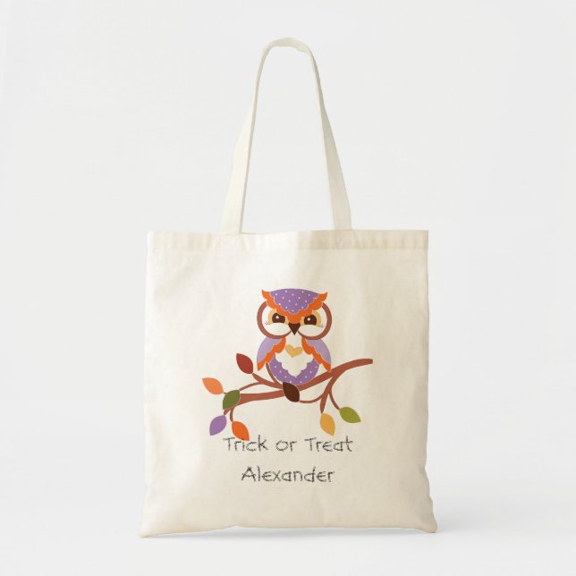 Customise Halloween Owl Trick or Treat Bag (Front)