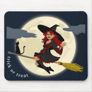 Customise Halloween Witch Design Mouse Mat