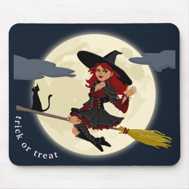 Customise Halloween Witch Design Mouse Mat (Front)