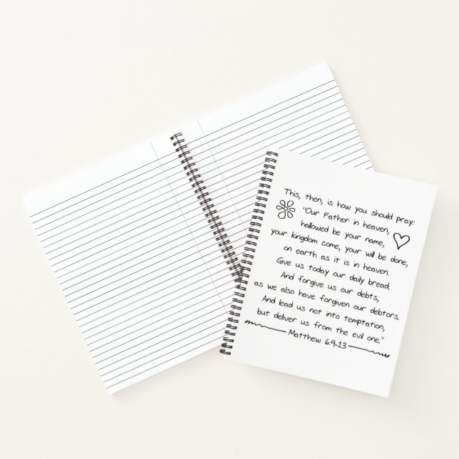 Customise Handwriting Bible Verse The Lords Prayer Notebook (Inside)