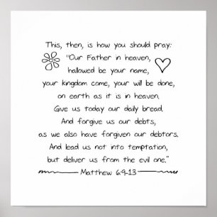 Customise Handwriting Bible Verse The Lords Prayer Poster
