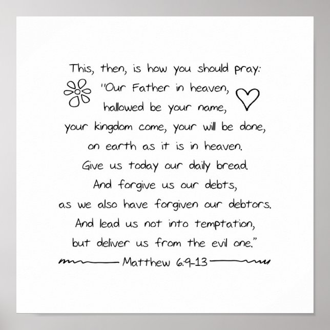 Customise Handwriting Bible Verse The Lords Prayer Poster (Front)