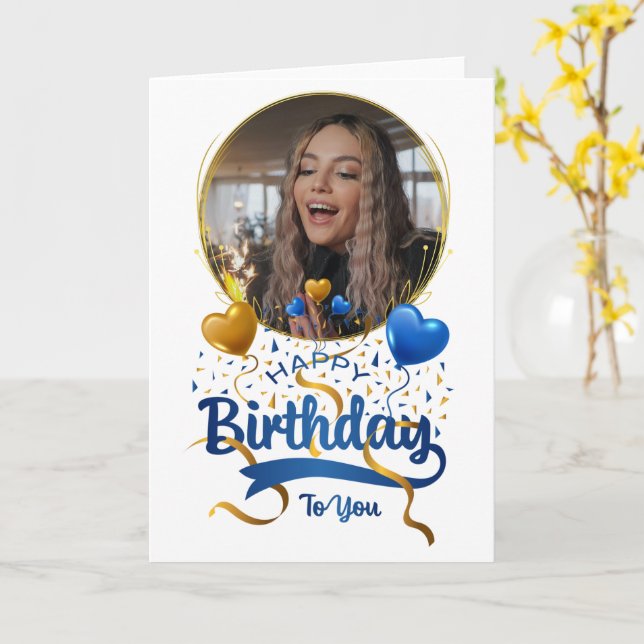 Customise Happy Birthday to You Folded Card (Yellow Flower)