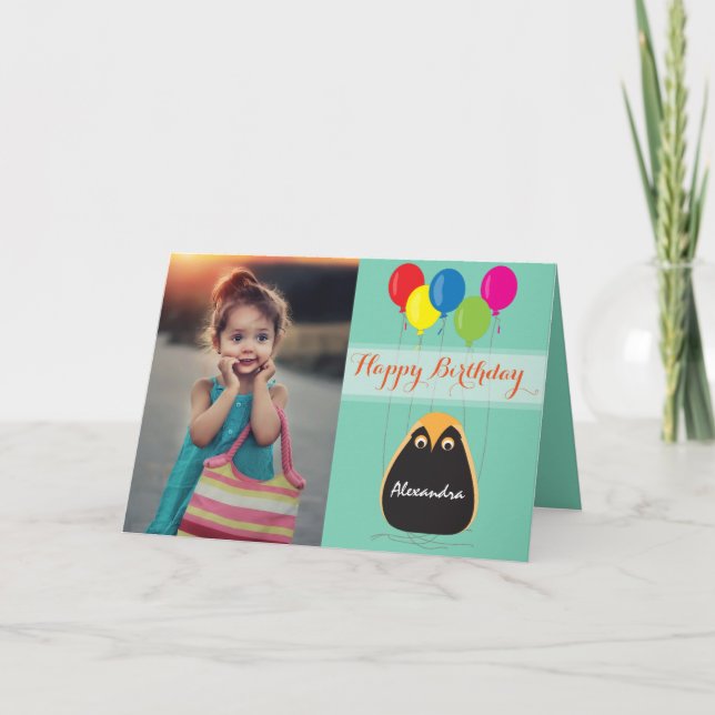 Customise Happy Birthday with a Lucky Owl Card (Front)