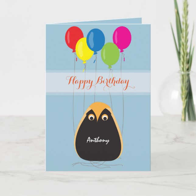 Customise Happy Birthday with a Lucky Owl Card (Front)