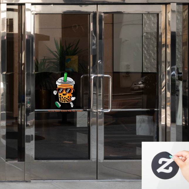 Customise Happy Bubble Tea Boba Cartoon 3 Window Cling (Office Door)