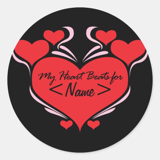 Customise Heart Beats for, <Name> Classic Round Sticker (Front)