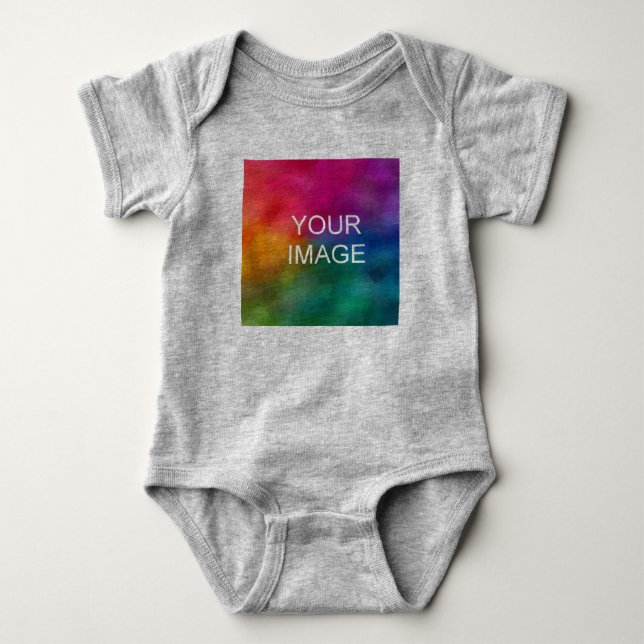 Customise Heather Grey Colour Template Add Image Baby Bodysuit (Front)