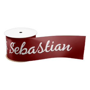 Customise Holiday and Name Red Ribbon Satin Ribbon