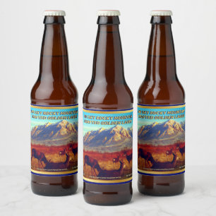Customise Home Brewed Rocky Mountain Deer Detailed Beer Bottle Label