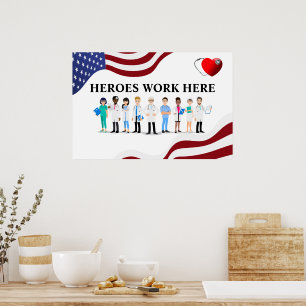 Customise Hospital Heroes Work Here Icon Staff Poster
