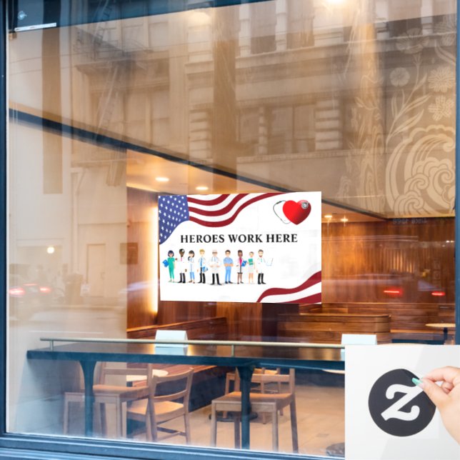 Customise Hospital Heroes Work Here Icon Staff Window Cling (Cafe Window)