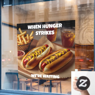 Customise Hotdogs Fries Drink Restaurant Advert  Window Cling