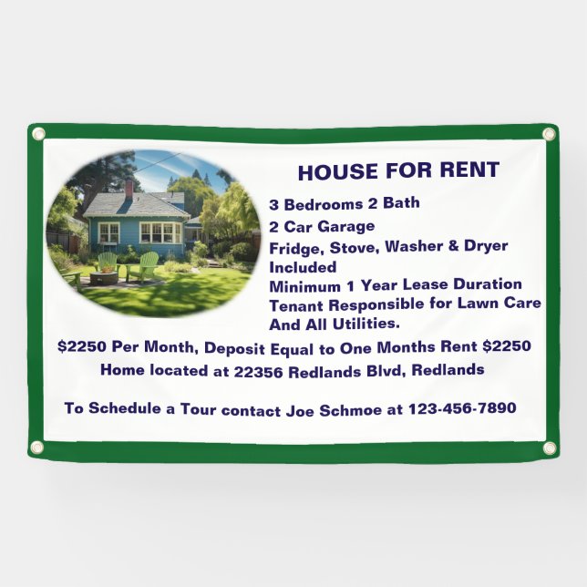 Customise House For Rent Lease With Picture  Banne Banner (Horizontal)