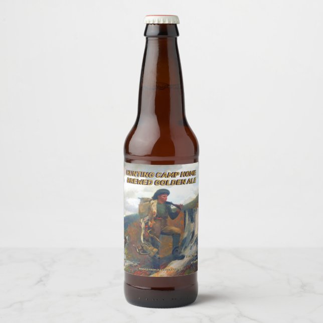 Customise Hunting Camp Home Brewed Detailed  Beer Bottle Label (Front)