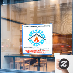 Customise HVAC Company Furnace AC Unit Advert 2 Window Cling