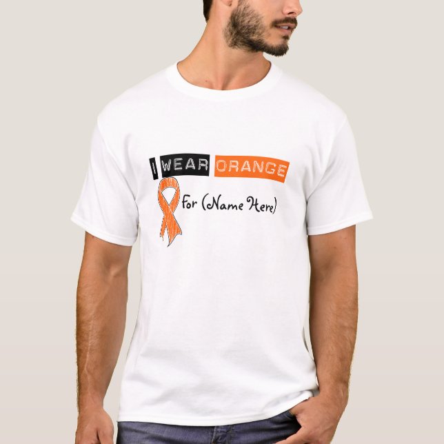 Customise I Wear Orange Ribbon Leukaemia T-Shirt (Front)