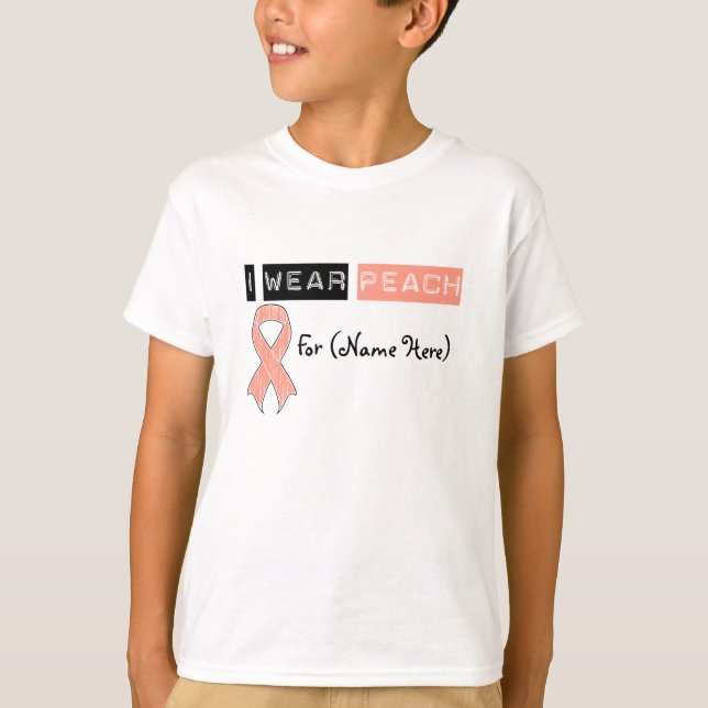 Customise I Wear Peach Ribbon Uterine Cancer T-Shirt (Front)