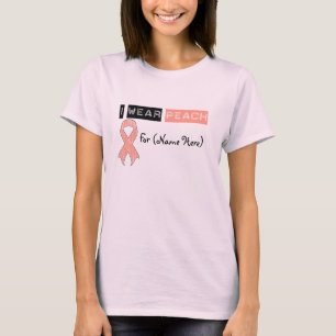 Customise I Wear Peach Ribbon Uterine Cancer T-Shirt