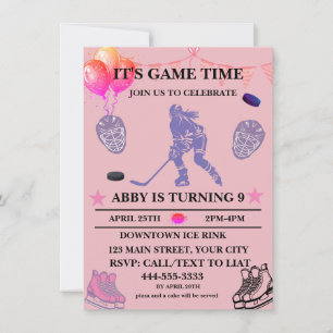 Customise Ice Hockey Birthday Theme Invitation