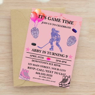 Customise Ice Hockey Birthday Theme  Invitation