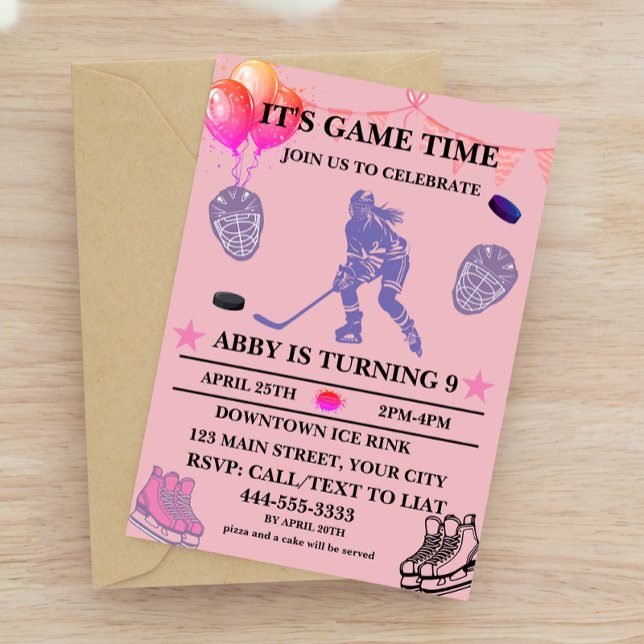 Customise Ice Hockey Birthday Theme  Invitation (Creator Uploaded)