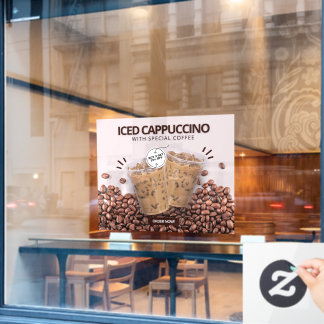 Customise Iced Cappuccino Doughnut Coffee Shop Pro Window Cling