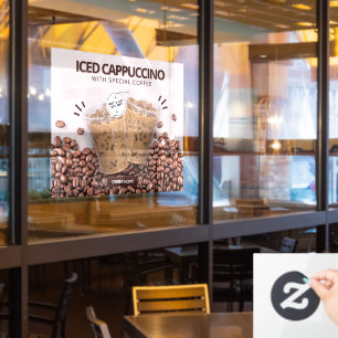 Customise Iced Cappuccino Doughnut Coffee Shop Pro Window Cling