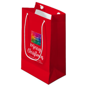 Customise Image Company Logo Text Merry Christmas Small Gift Bag