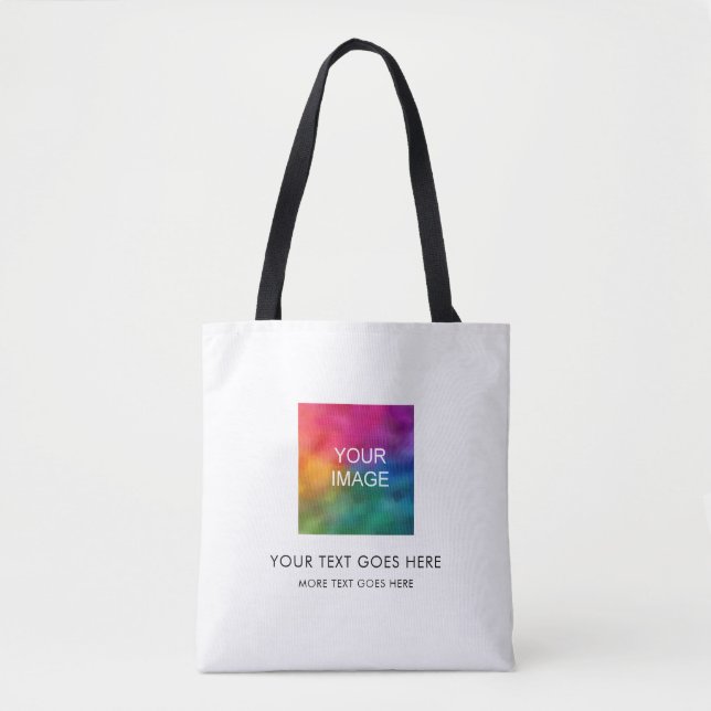 Customise Image Text Elegant Template Trendy Tote Bag (Front)