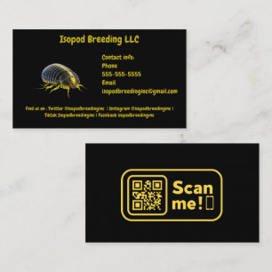Customise Isopod Animal Black and Yellow Business Card