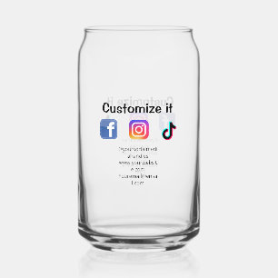 Customise it add social media website email text m can glass