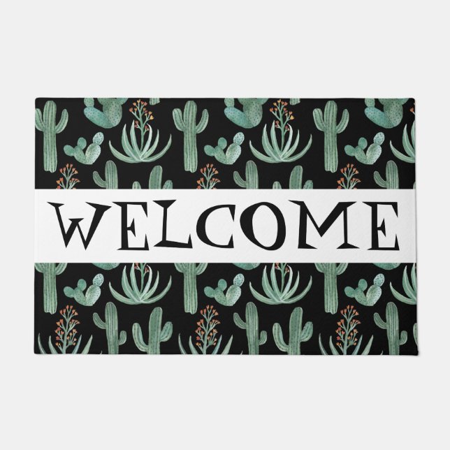 Customise it! WELCOME Desert Saguaro Cactus Aloe Doormat (Front)