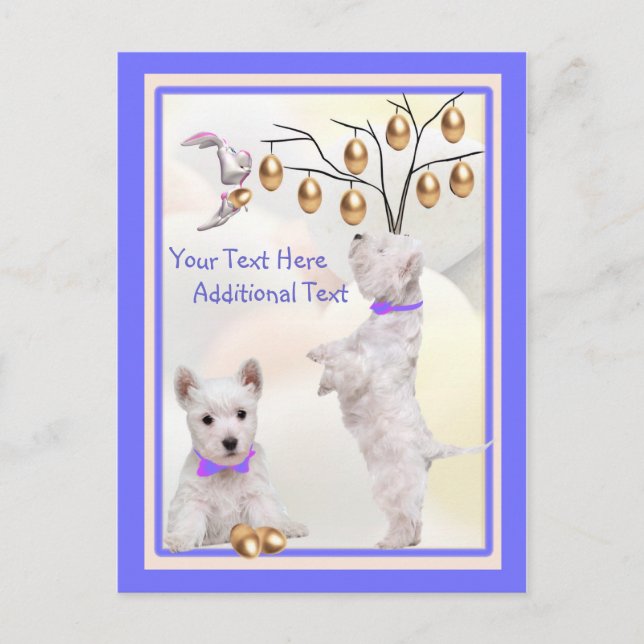 Customise It Westie Puppy Easter Post Card (Front)