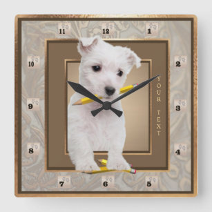 Customise It! Westie Puppy Ornate Gold Wall Clock