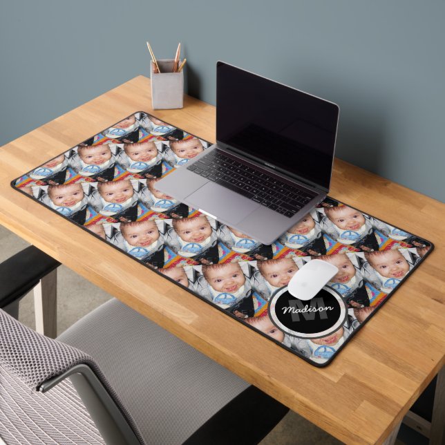 Customise it with Your photo pattern Monogram Desk Mat (Office 2)