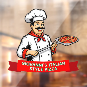 Customise Italian Chef Style Pizza Promotional  Window Cling