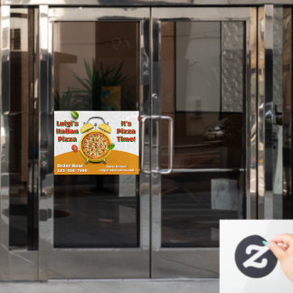 Customise Italian Pizza Shop Business Pizza Time Window Cling