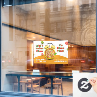 Customise Italian Pizza Shop Business Pizza Time Window Cling