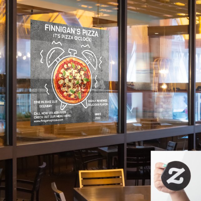 Customise Its Pizza O Clock Pizza Restaurant  Window Cling (Restaurant Window)