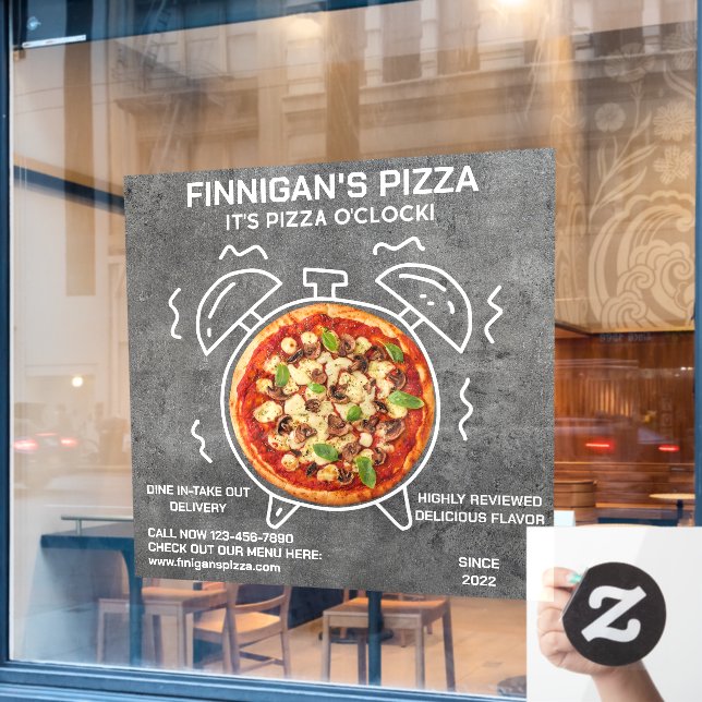 Customise Its Pizza O Clock Pizza Restaurant  Window Cling (Cafe Window)
