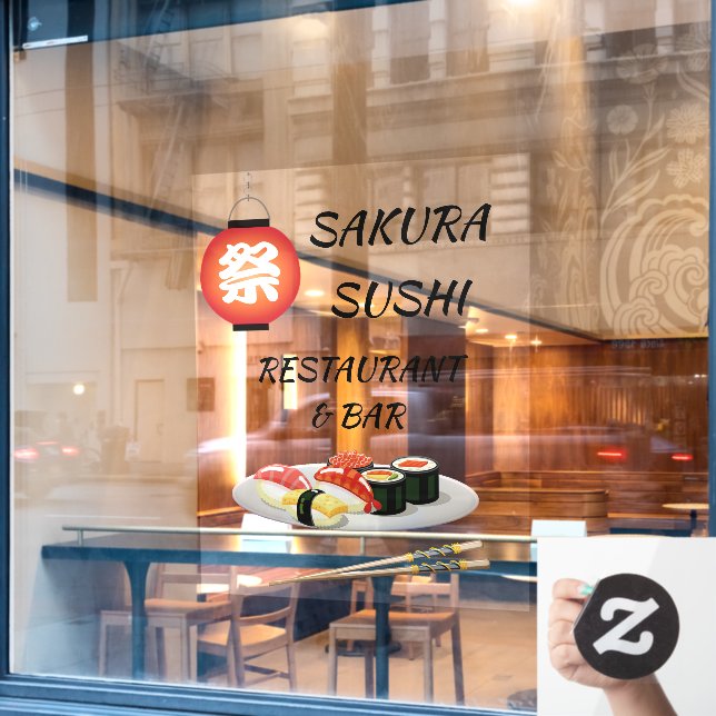 Customise Japanese Sushi Bar Business Shop Window Cling (Cafe Window)