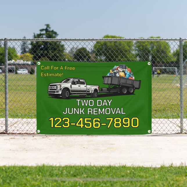 Customise Junk Removal Business Promotional Fence Banner (Insitu)